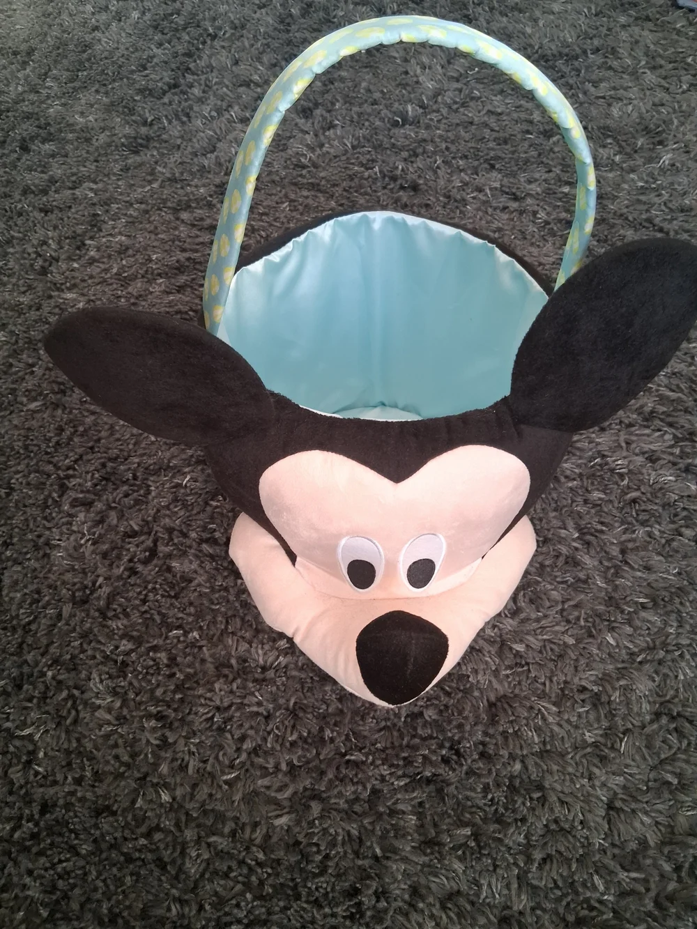 Cute PlushMickey Mouse Easter Basket in Black and Light Blue
